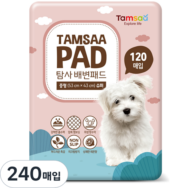 탐사 배변패드 슈퍼, 120개입, 2개