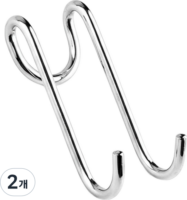마켓피아 옷 욕실 스텐 다용도 문걸이 후크 U, 실버, 2개