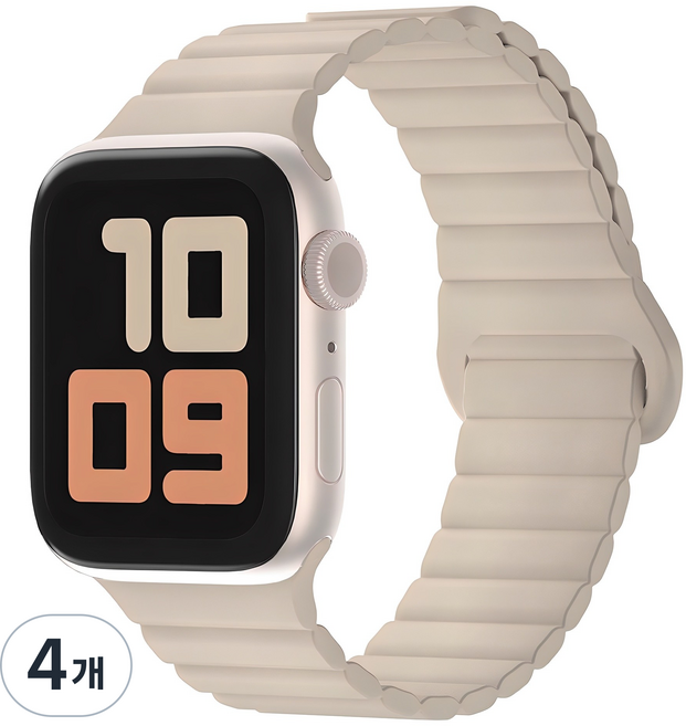 SKY 팔레트 스마트워치 마그네틱 실리콘 스트랩, 샌드 베이지, 4개