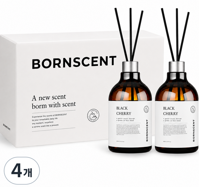 본센트 실내용 방향제 대용량 디퓨저, 4개, 650ml, 블랙체리