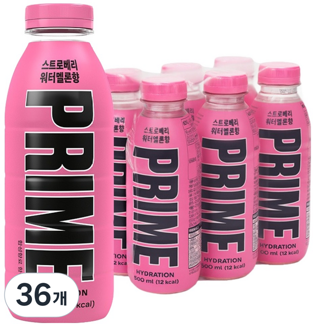 드링크프라임 하이드레이션 음료 스트로베리 워터멜론향, 36개, 500ml