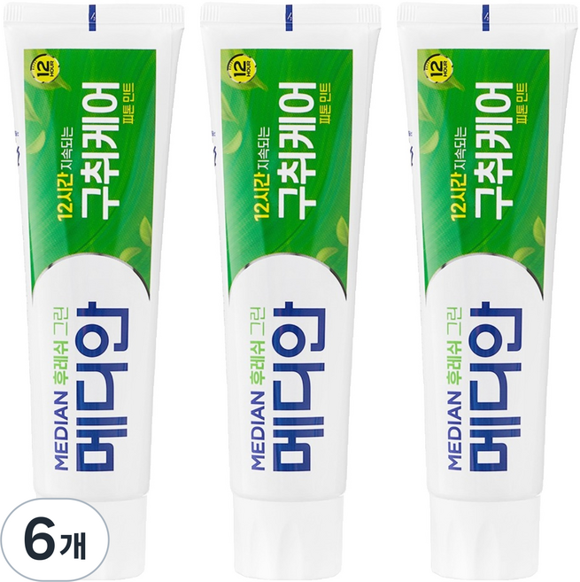 메디안 후레쉬 그린 치약, 120g, 6개