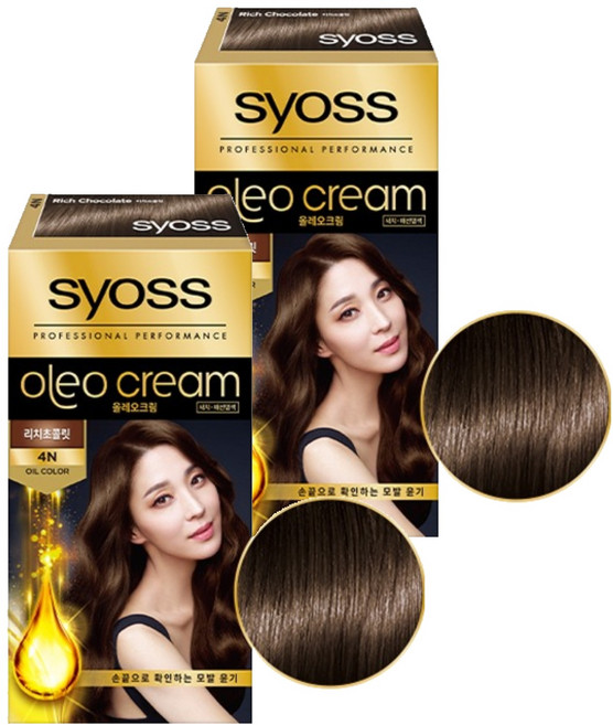 사이오스 올레오 새치커버 염모제, 4N리치초콜릿, 2개