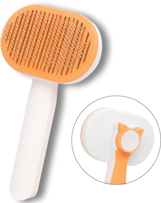 애틱트 귀여운 원터치 반려동물 빗 브러쉬, 오렌지화이트, 1개