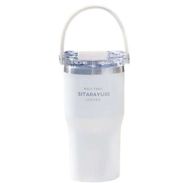 Sitarayuri 軟圓提手雙飲杯, 天使白色, 600ml, 1個
