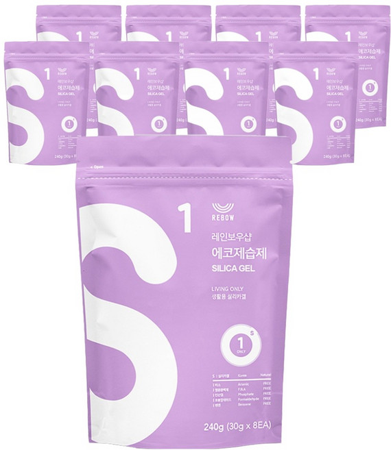 레인보우샵 생활용 에코제습제 실리카겔, 240g, 9개