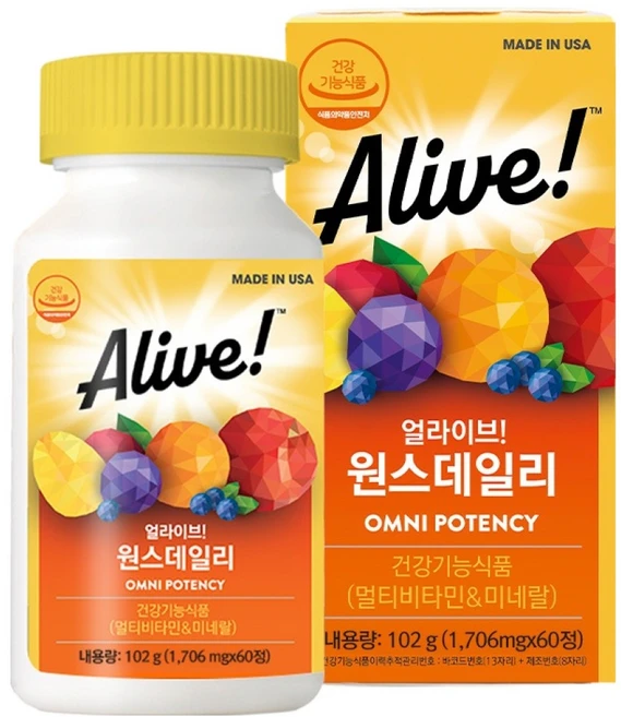 얼라이브 원스데일리 멀티비타민, 60정, 1개 - 쿠팡