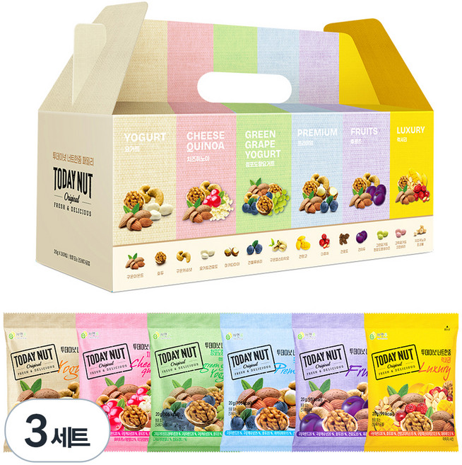 투데이넛 너트한줌 패밀리 견과 6종 선물세트 600g, 3세트
