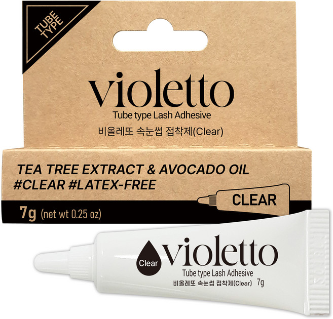 비올레또 티트리 아보카도 속눈썹 접착제 튜브 7g, 1개, 클리어