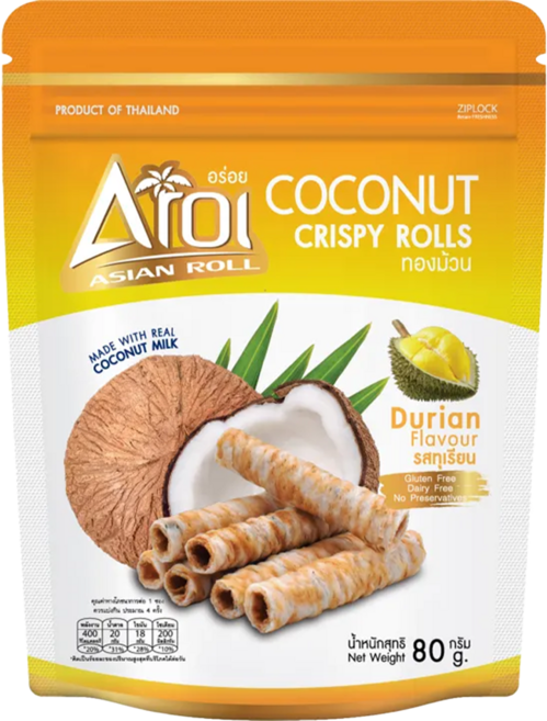 Aroi 榴槤風味椰子捲, 1包, 80g