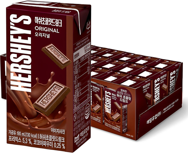 허쉬 초콜릿드링크 오리지널, 190ml, 24개