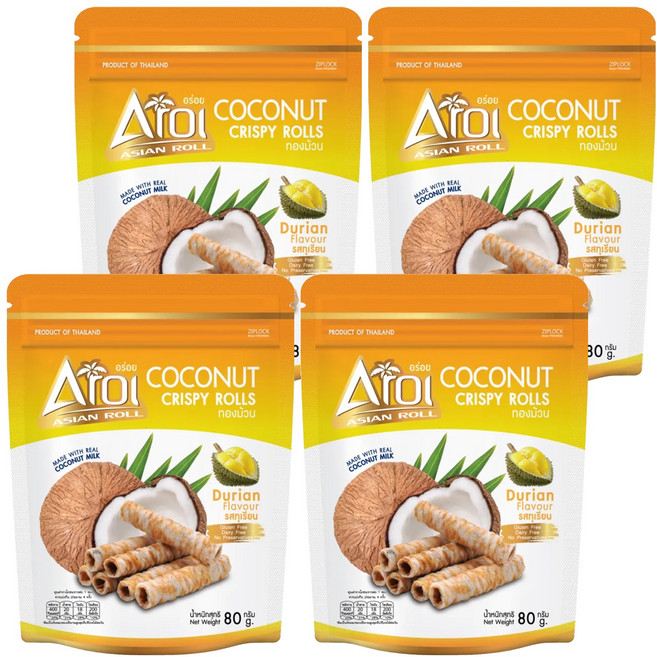 Aroi 榴槤風味椰子捲, 4包, 80g