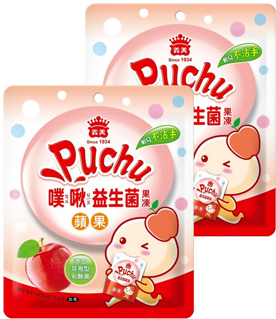 義美 噗啾益生菌果凍 蘋果, 247g, 2包
