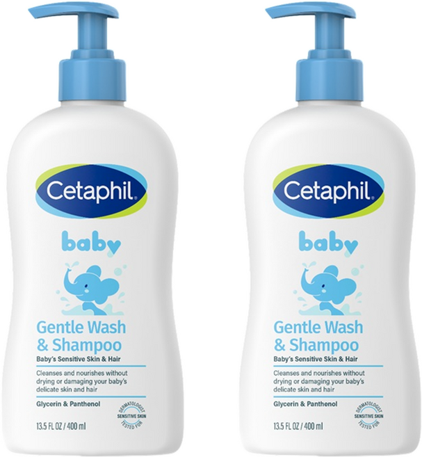 세타필 베이비 젠틀 바디워시 앤 샴푸 코튼향, 400ml, 2개