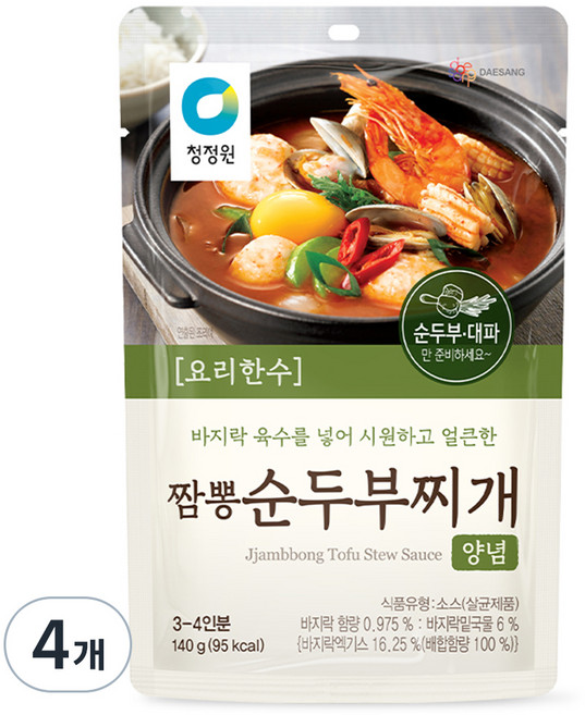고메레시피 짬뽕 순두부찌개 양념, 140g, 4개