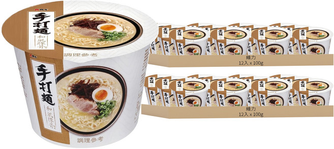 維力 手打麵 和風豚骨風味 碗裝 100g, 24入