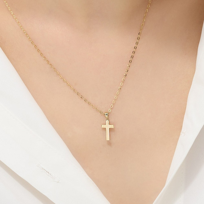 새미쥬얼리 여성용 금 14k 데일리 크로스 십자가 펜던트 기본