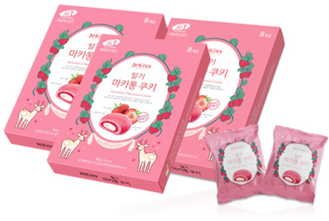 제키스 딸기 마카롱 쿠키, 160g, 3개