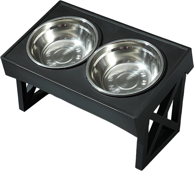 毛皇上 可調節寵物碗架 調節款 XL, 黑色, 1個