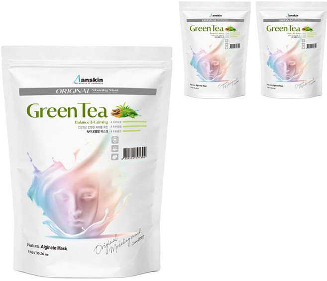 안스킨 오리지날 녹차 모델링팩 1kg, 3개, 1개입