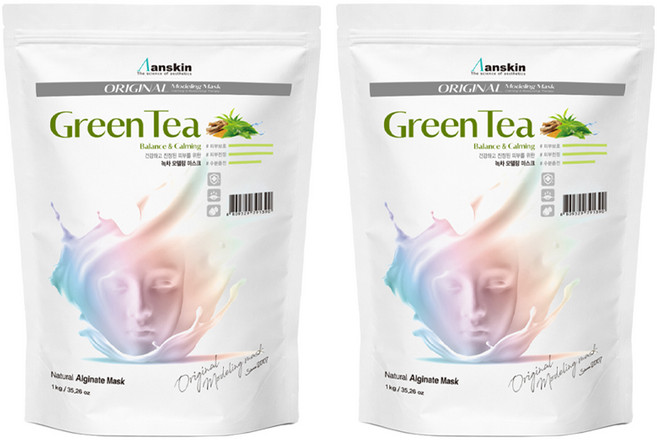 안스킨 오리지날 녹차 모델링팩 1kg, 2개, 1개입