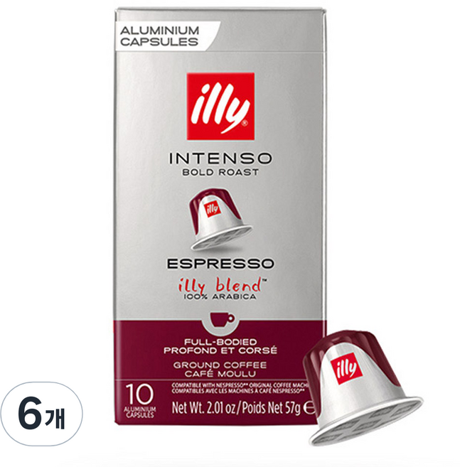일리 네스프레소 호환 볼드 로스트 에스프레소 그라운드 캡슐커피, 5.7g, 10개입, 6개
