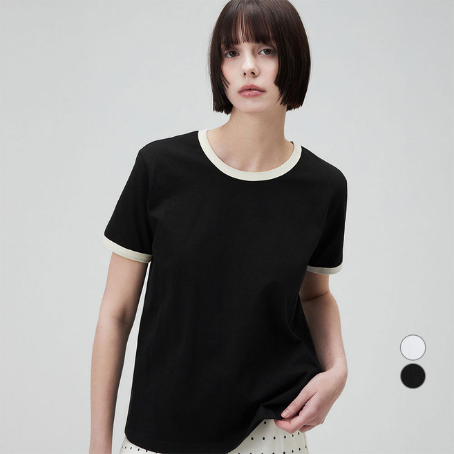 ELLEPARIS 여성용 통기성 레귤러핏 링거 반팔 티셔츠