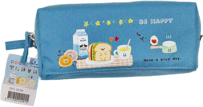 Sunny 三瑩文具 哩哩扣扣雙拉鍊筆袋 SPC-352B 6歲以上 180 x 80 x 55mm, 藍色, 1個