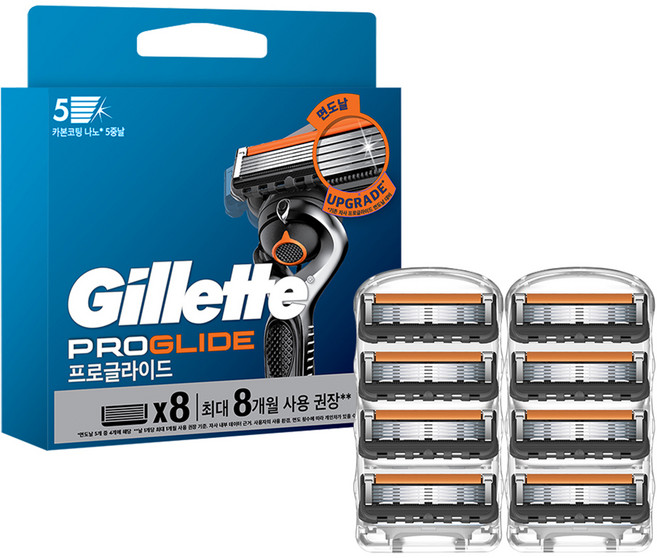 질레트 정품 프로글라이드 매뉴얼 면도날, 8개입, 1개