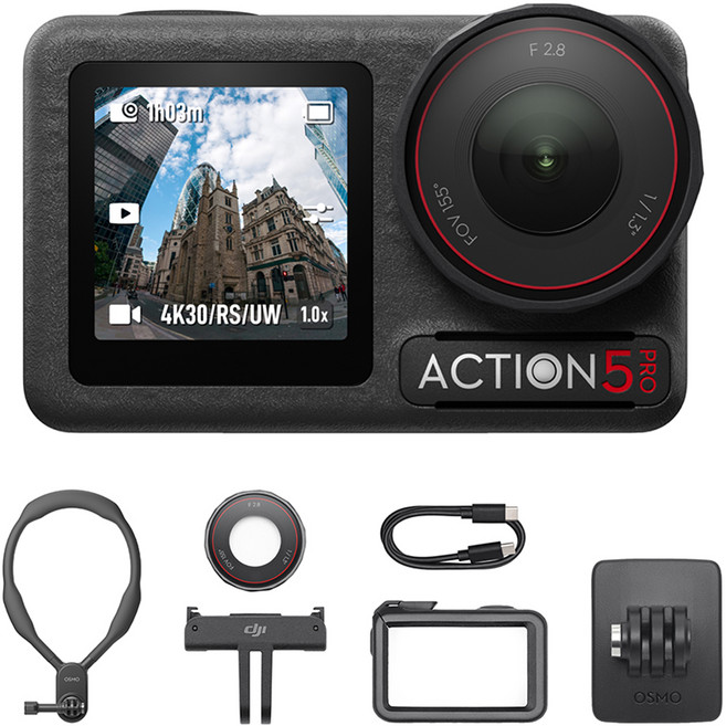 DJI 오즈모 5프로 넥 마운트 촬영 콤보 액션캠 세트, Osmo Action 5 Pro 넥 마운트 촬영 콤보 / AC004, 혼합색상, 구성품6종+부속품4종