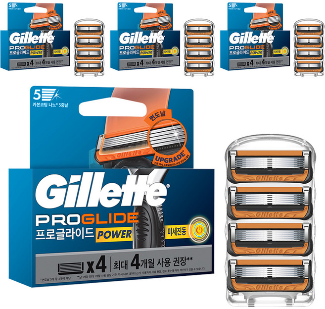 Gillette 吉列 鋒護動力刮鬍刀片, 4入, 4個