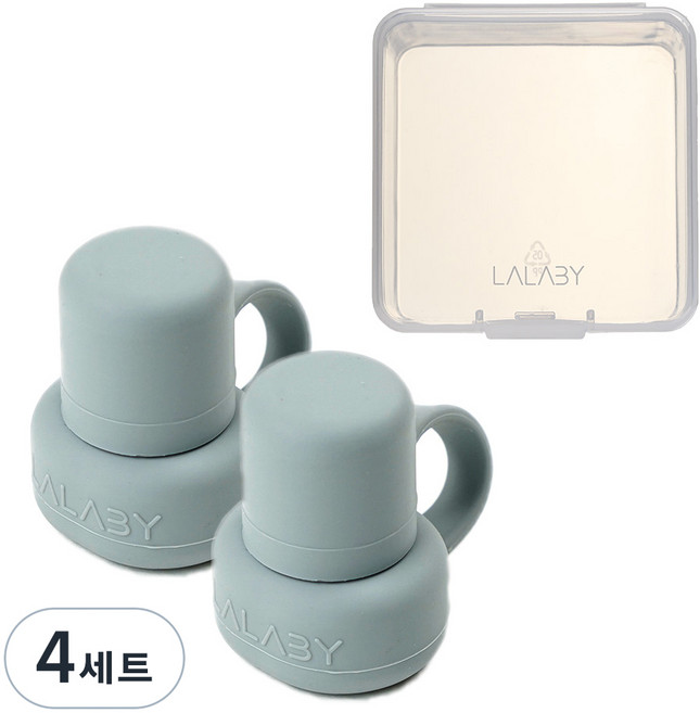 랄라비 실리콘 파우치 토퍼 2P 세트 빨대컵부속용품, 4세트, 토퍼2P(Gray)+케이스