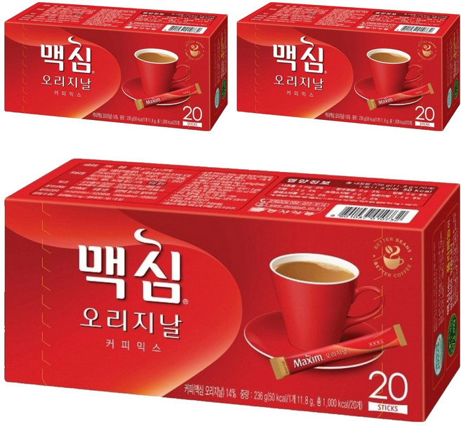 Maxim 麥心 經典原味3合1咖啡, 11.8g, 20條, 3盒
