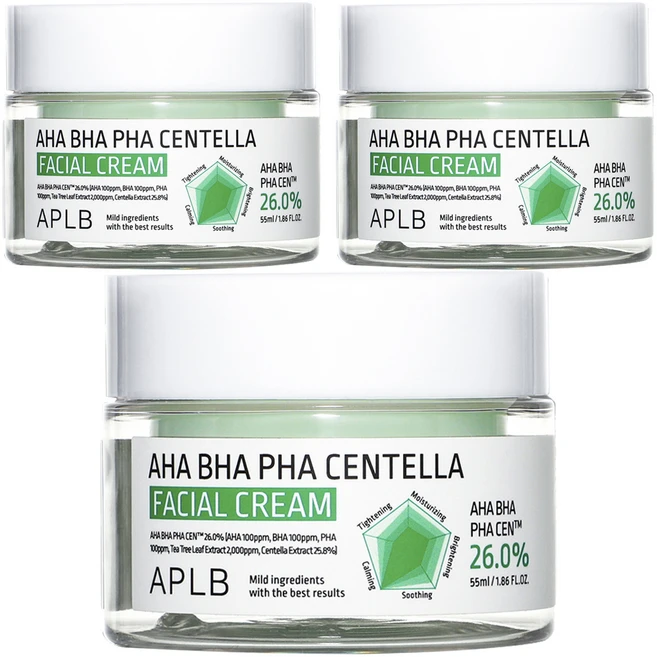 APLB 아하 바하 파하 센텔라 페이셜 크림, 3개, 55ml - 쿠팡