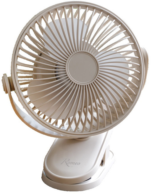 ROMEO 羅蜜歐 USB充電式夜燈桌夾扇, DFK-120, 米白色