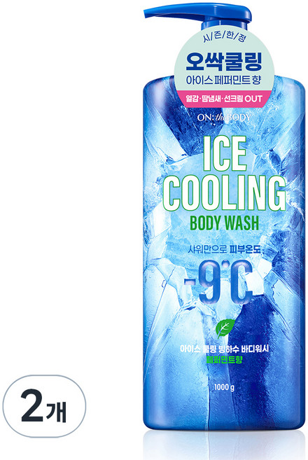온더바디 아이스 쿨링 빙하수 바디워시 페퍼민트향, 943ml, 2개