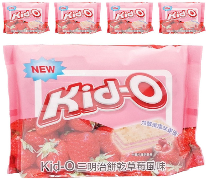 Kid-O 三明治餅乾 草莓風味, 340g, 5袋