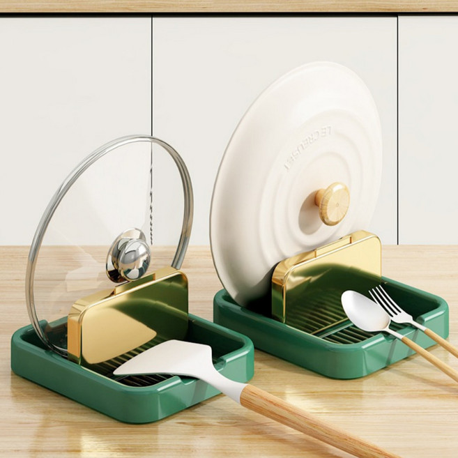 주앤지 냄비뚜껑 국자 조리도구 거치대, 그린, 2개