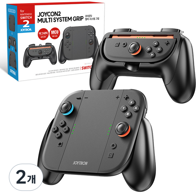 JOYTRON 任天堂 Switch 2 Joy-Con 2 充電遊戲多系統握把, 黑色, 2個, SW2-GRIP03