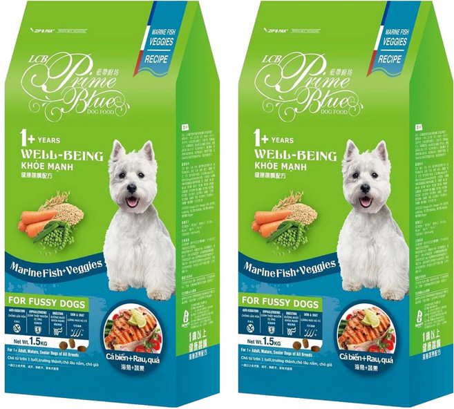 LCB 藍帶廚坊 健康挑嘴狗糧, 海洋魚蔬果配方, 1.5kg, 2袋