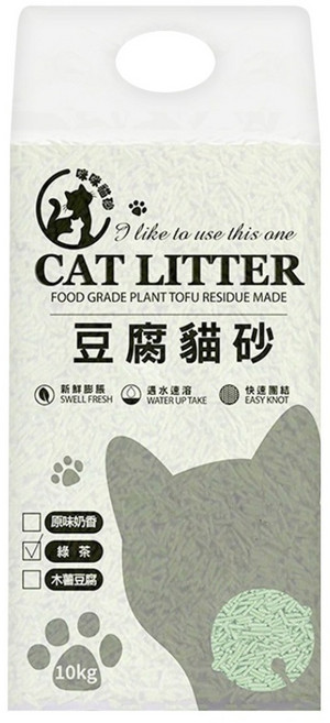 咪咪貓砂 CAT LITTER 豆腐貓砂 除臭貓砂 植物貓砂, 綠茶, 6L, 1包
