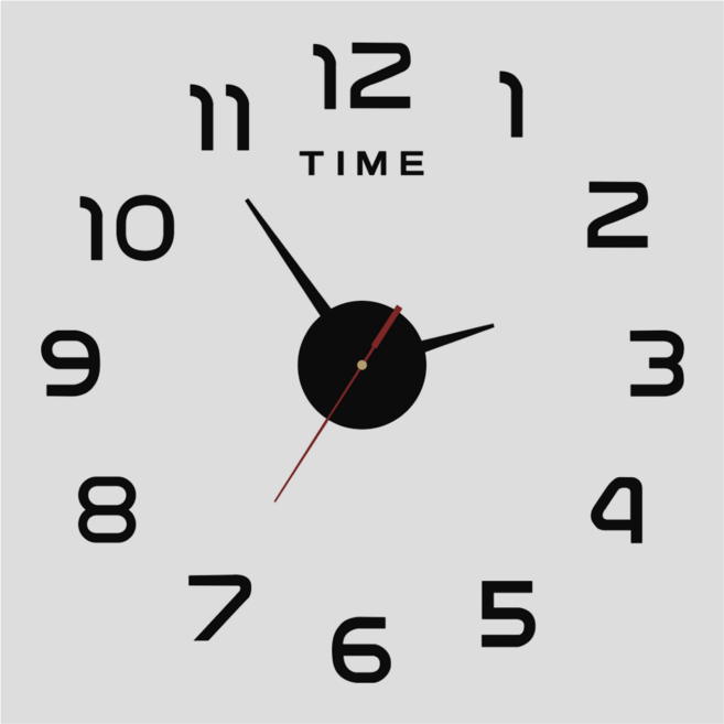 무소음 벽부착 숫자 DIY 무브먼트 벽시계 40 x 40 cm, 블랙