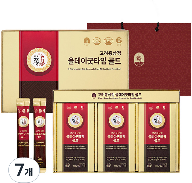 풍년보감 6년근 고려홍삼정 올데이굿타임 골드 30포 세트 + 쇼핑백, 300g, 7세트