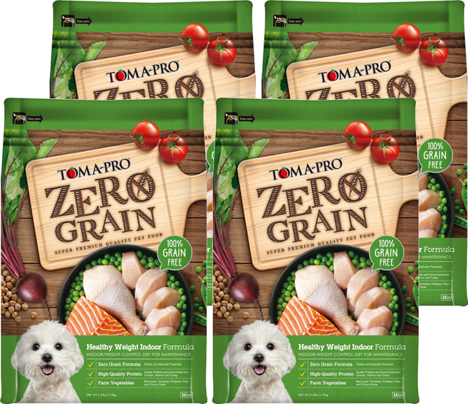 TOMA-PRO 優格 室內犬用 低活動量體重管理配方 零穀小顆粒乾糧, 1.13kg, 4袋, 雞肉