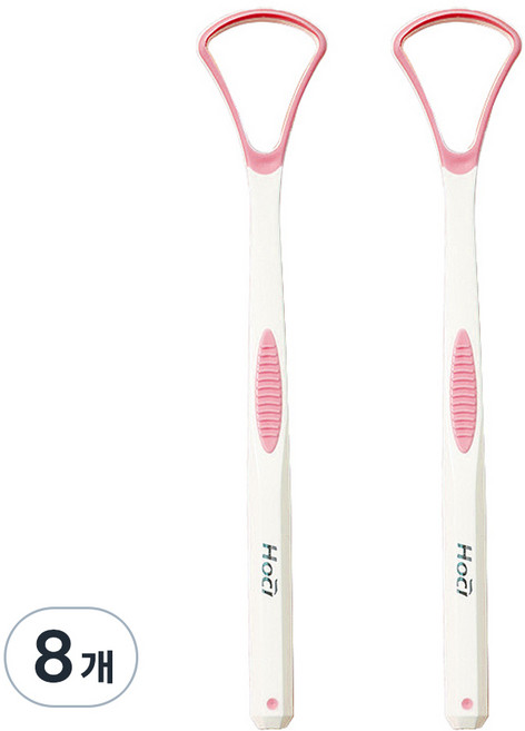 비즈온 생활필수품 혀 백태 설태 제거기 크리너 핑크, 10g, 8개