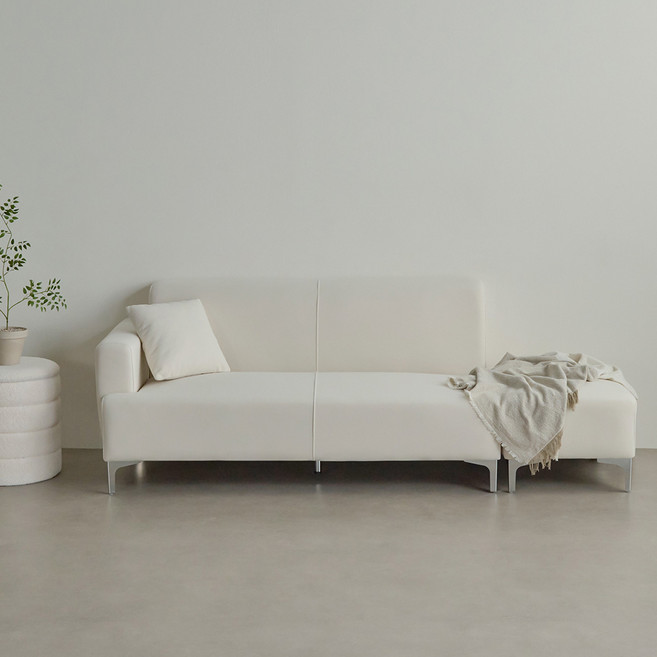 퍼리든 패브릭 3인용 쇼파 팔걸이 우형 + 쿠션 + 스툴 세트 방문설치, 아이보리