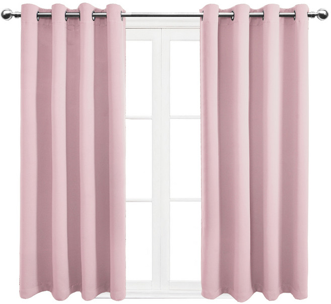 comet 打孔式隔熱遮光窗簾 附窗簾綁帶, 粉色
