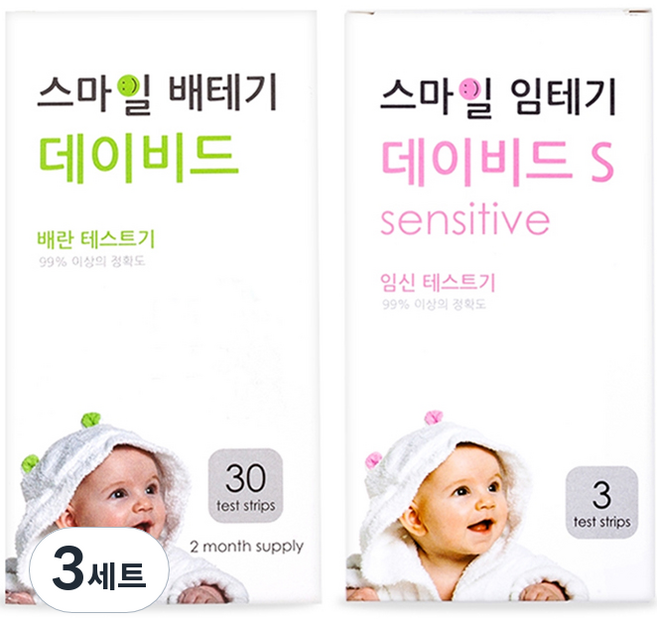 스마일랩 스마일 데이비드 배란테스트기 30p + 데이비드 S 임신테스트기 3p, 3세트, 30개입