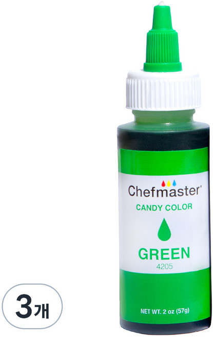 셰프마스터 지용성 액상타입 식용색소 그린, 57g, 3개
