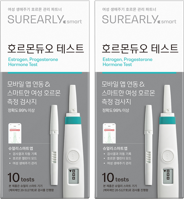 슈얼리 스마트 호르몬듀오 테스트 스틱 Surearly SMART, 2개, 10개입